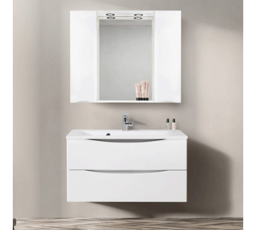 Зеркало со шкафом BelBagno MARINO-SPC-1200/750-2A-BL-P 120 с подсветкой Bianco Lucido