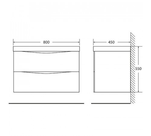 Тумба под раковину BelBagno Marino 80 MARINO-800-2C-SO-RW-P подвесная Rovere Moro