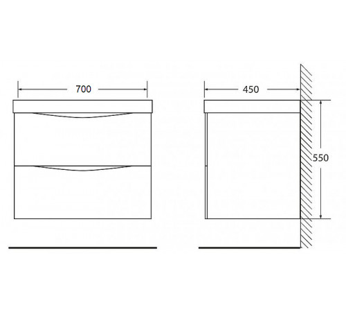 Тумба под раковину BelBagno Marino 70 MARINO-700-2C-SO-RW-P подвесная Rovere Moro