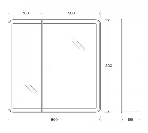 Зеркальный шкаф BelBagno Marino 80 SPC-MAR-800/800-2A-LED-TCH с подсветкой Белый