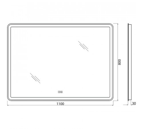 Зеркало BelBagno Marino 110 SPC-MAR-1100-800-LED-TCH-WARM с подсветкой с подогревом с сенсорным выключателем