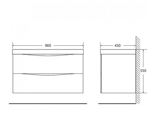 Тумба под раковину BelBagno Marino 90 MARINO-900-2C-SO-RG-P подвесная Rovere Grigio