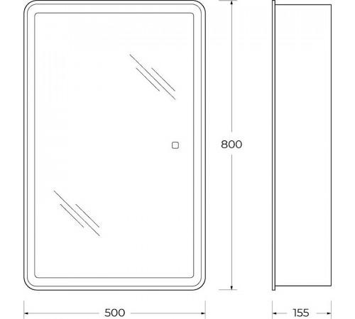 Зеркальный шкаф BelBagno Marino 50 SPC-MAR-500/800-1A-LED-TCH с подсветкой Белый