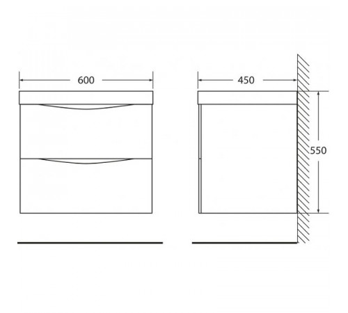 Тумба под раковину BelBagno Marino 60 MARINO-600-2C-SO-WO-P подвесная Rovere Bianco