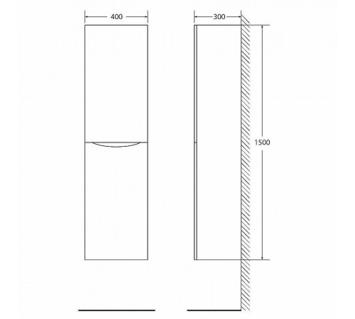 Шкаф пенал BelBagno Fly-Marino 40 R FLY-MARINO-1500-2A-SC-RG-P-R подвесной Rovere Grigio