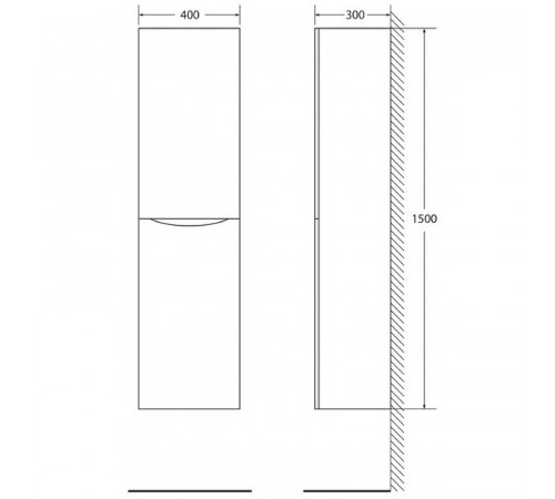 Шкаф пенал BelBagno Fly-Marino 40 FLY-MARINO-1500-2A-SC-RW-P-R подвесной Rovere Moro