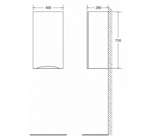 Подвесной шкаф BelBagno Fly-Marino R FLY-MARINO-750-1A-SC-BL-P-R Bianco Lucido