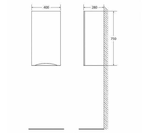 Подвесной шкаф BelBagno Fly-Marino 40 L FLY-MARINO-750-1A-SC-BL-P-L Bianco Lucido