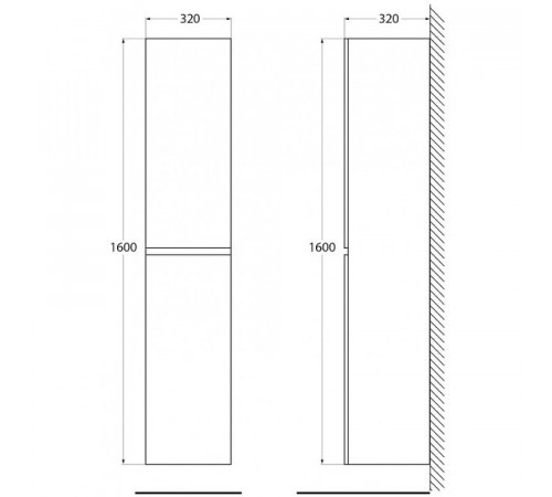 Шкаф пенал BelBagno Albano 32 ALBANO-1600-2A-SC-BL-P подвесной Bianco Lucido