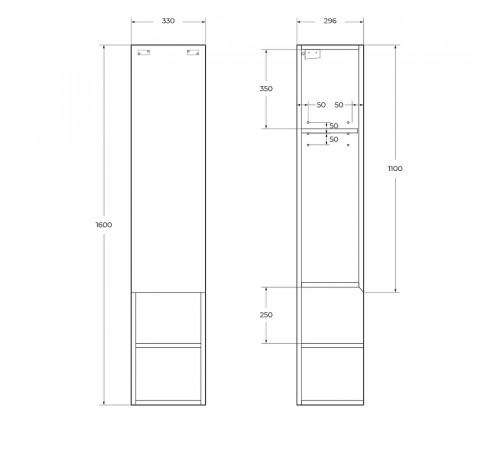 Шкаф пенал BelBagno Kraft 33 L KRAFT-1600-1A-SC-RNN-L подвесной Rovere Nebrasca Nature