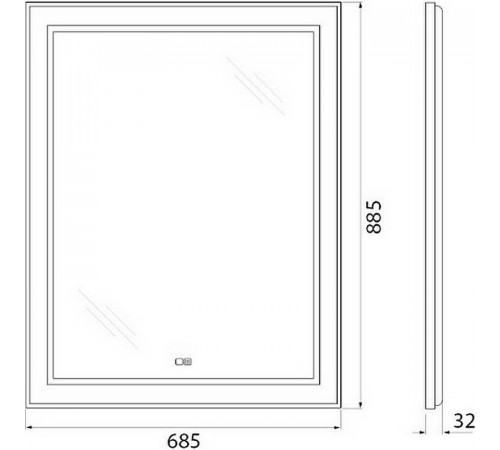 Зеркало BelBagno Kraft 68.5 SPC-KRAFT-685-885-TCH-WARM с подсветкой с подогревом Сатин с сенсорным выключателем