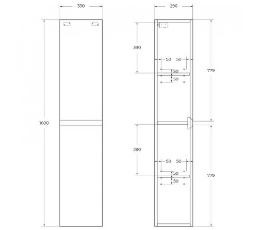 Шкаф пенал BelBagno Kraft 33 R KRAFT-1600-2A-SC-RGB-R подвесной Rovere Galifax Bianco