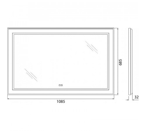 Зеркало BelBagno Kraft 108.5 SPC-KRAFT-1085-685-TCH-WARM с подсветкой с подогревом Сатин с сенсорным выключателем