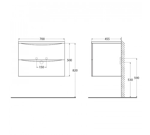 Тумба под раковину BelBagno 70 ACQUA-700-2C-SO-BL подвесная Bianco Lucido