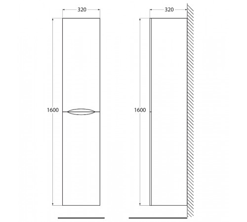 Шкаф пенал BelBagno 32 ACQUA-1600-2A-SC-RR-P подвесной Rovere Rustico