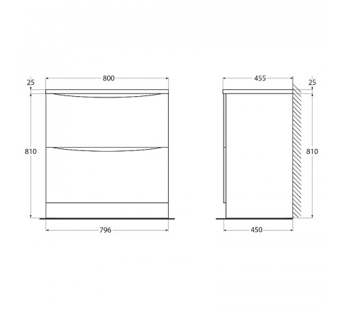 Тумба под раковину BelBagno 80 ACQUA-800-2C-PIA-BL Bianco Lucido