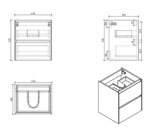 Тумба под раковину BelBagno Pietra Mini 50 PIETRA MINI-500-2C-SO-BL подвесная Bianco Lucido