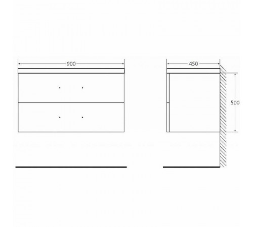 Тумба под раковину BelBagno Aurora 90 AURORA-900-2C-SO-BL подвесная Bianco Lucido