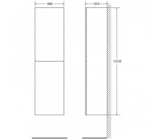 Шкаф пенал BelBagno Luce 40 LUCE-1350-2A-SC-PL подвесной Polissandro