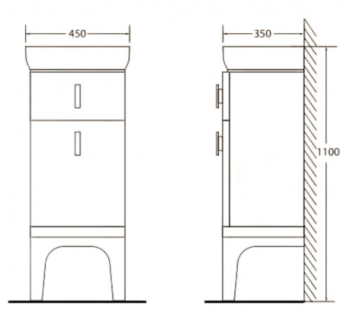 Тумба BelBagno Prado 45 PRADO-1100-AC-PC-NL Nero Laccato Lucido