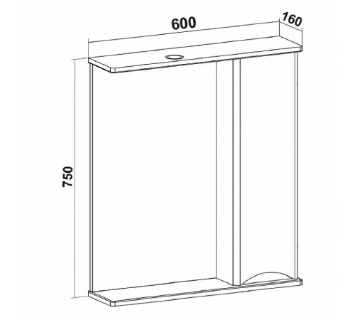 Зеркало со шкафом Runo Афина 60 R 00-00001171 с подсветкой Белое