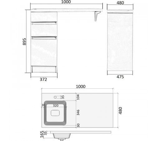 Тумба с раковиной Orange Sistema 100 L ST-40TUW+RAL Белая глянцевая