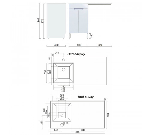 Тумба с раковиной Orange Kandy 110 L OPKD-110TUW+RAL Белый глянец