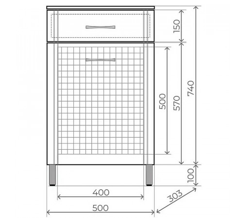 Комод Style Line Эко Стандарт ТН 50 АА00-000042 с бельевой корзиной Белый глянцевый