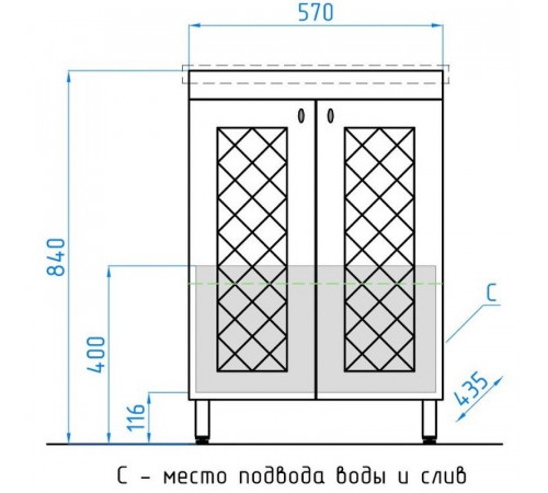 Тумба под раковину Style Line Канна 60 Люкс ЛС-00000726 Белый глянец