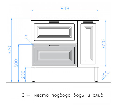 Тумба под раковину Style Line Альба 90 R Люкс Plus ЛС-000010054 Белая