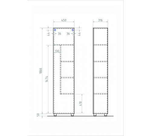 Шкаф пенал Vigo Geometry 45 L pn.GEO.45 Бетон