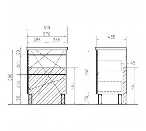 Тумба под раковину Vigo Geometry 60 tn.GEO.FOS.60.2Y Белая