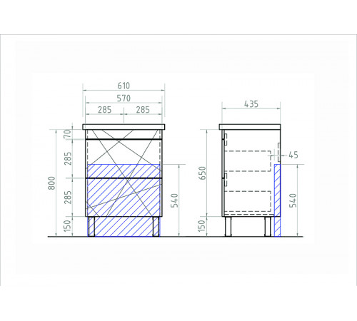 Тумба под раковину Vigo Geometry 60 tn.GEO.FOS.60.2Y Бетон