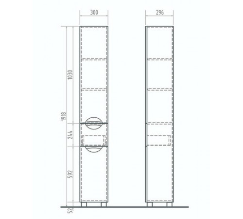 Шкаф пенал Vigo Callao 30 pn.CAL.30 с бельевой корзиной Белый