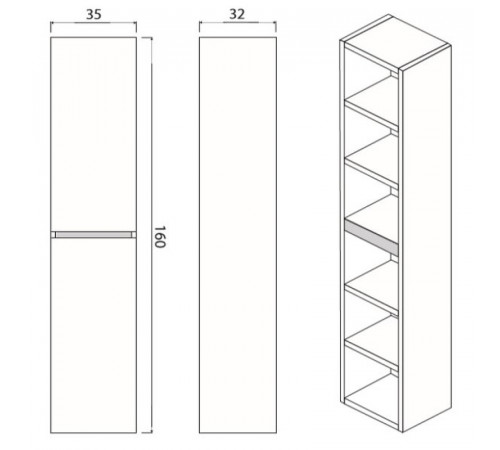 Шкаф пенал Creto Etna 35 4-1035W подвесной White