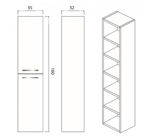 Шкаф пенал Creto Tivoli 35 50-1035W Белый