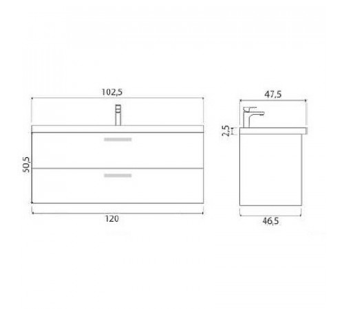 Тумба под раковину Creto Ares 120 10-1111W подвесная White