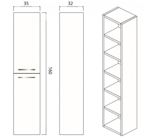 Шкаф пенал Creto Ares 35 50-1035B подвесной Beton