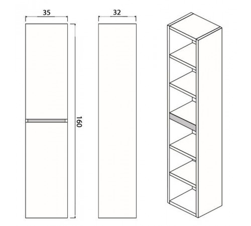 Шкаф пенал Creto Scala 35 3-1035W подвесной White