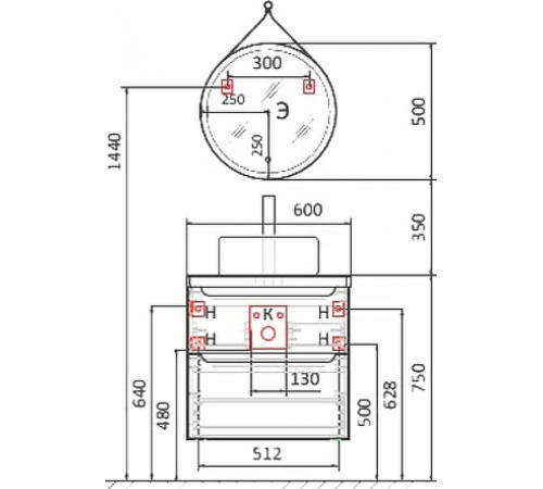 Зеркало Jorno Wood 50 Wood.02.50/ТК с подсветкой с бесконтактным выключателем