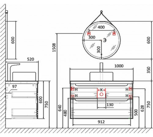 Тумба под раковину Jorno Wood 100 wood.01.100/P/W подвесная Белая