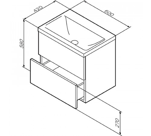 Тумба под раковину AM.PM Gem 60 2 M90FHX06022WG подвесная Белая