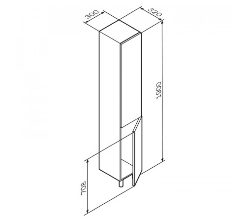 Шкаф пенал AM.PM Gem 30 R M90CSR0306WG Белый