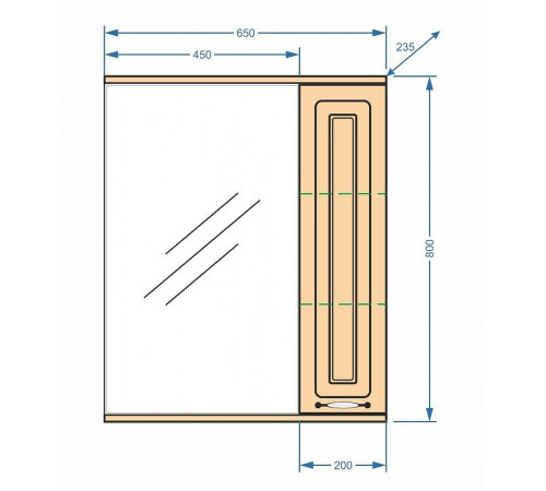 Зеркало со шкафом Stella Polar Кармела 65/С SP-00000181 с подсветкой Карпатская ель