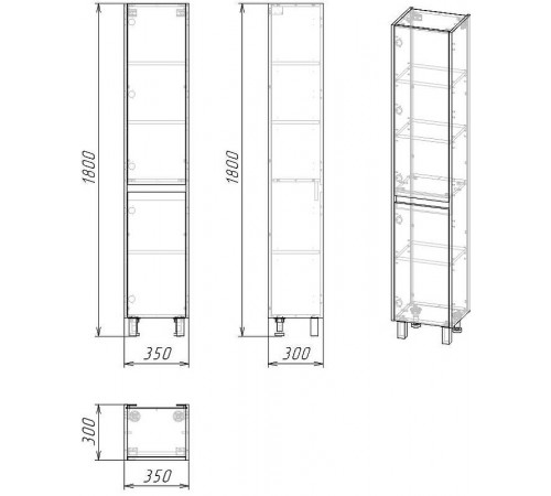 Шкаф пенал Stella Polar Кибела 35 SP-00001045 Цемент