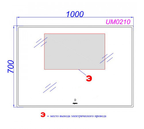 Зеркало Aqwella UM 100 UM0210 с подсветкой с сенсорным выключателем