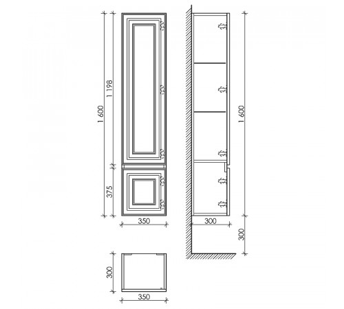 Шкаф пенал Sancos Very 35 R PVR35RCE подвесной Beige Soft