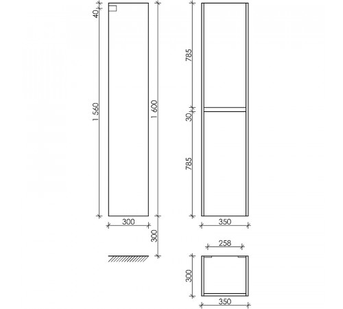 Шкаф пенал Sancos Urban 35 PUR35W подвесной Белый глянец