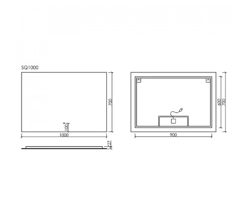 Зеркало Sancos Square 100 SQ1000 с подсветкой с сенсорным выключателем