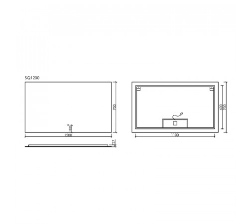 Зеркало Sancos Square 120 SQ1200 с подсветкой с сенсорным выключателем